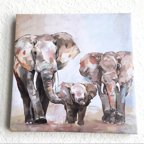 Wall Decor Elephant Family Canvas Wall Art 8x8 In Poshmark